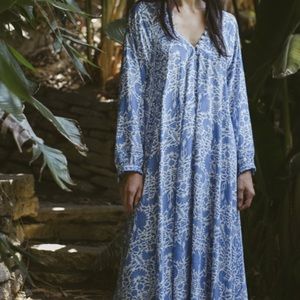 Natalie Martin Fiore Dress 100% Silk NWOT Wing Print Blue